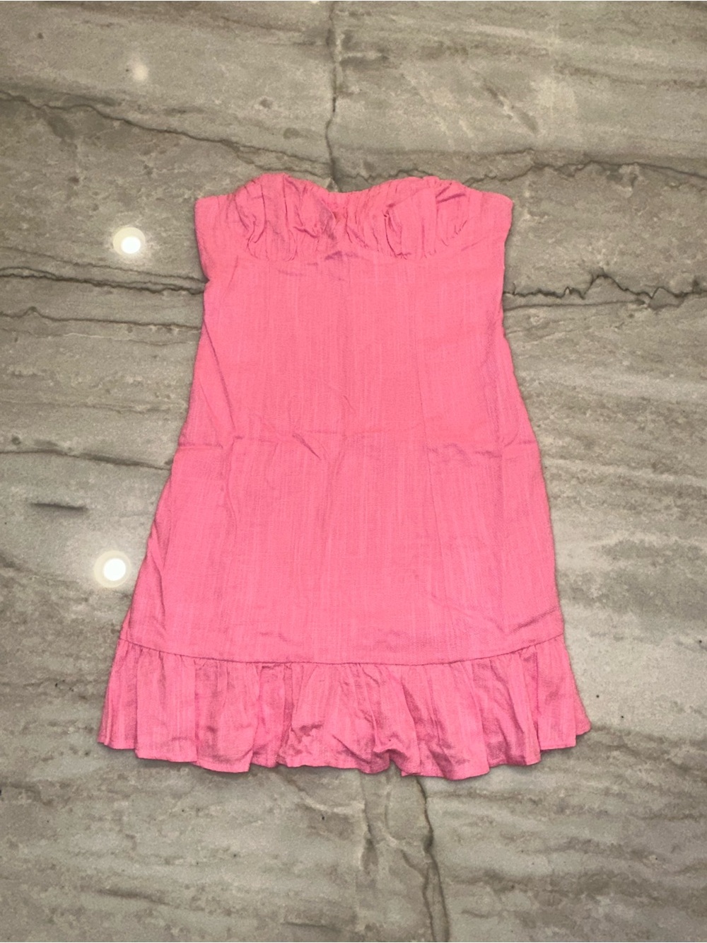 Hello Molly Strapless Ruffle-Hem Mini Dress - Bright Pink